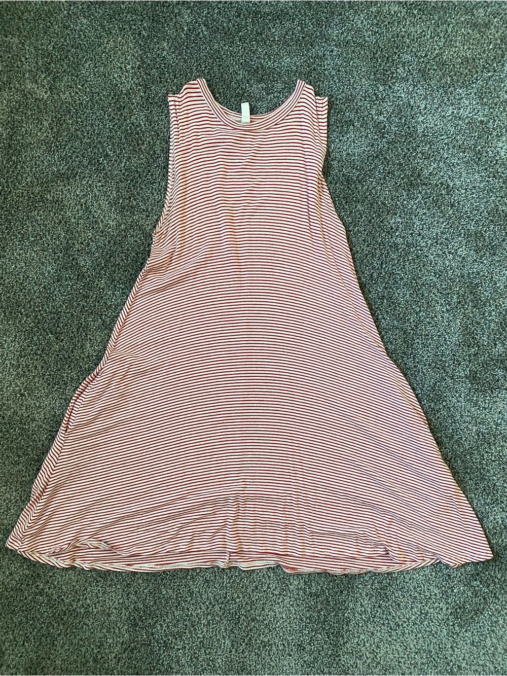 Sleeveless Red & White Stripe Swing Dress